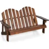 COSTWAY Chaise De Jardin Adirondack 2 Places Pour Enfants Avec Dossier 110°& Accoudoirs, Fauteuil Adirondack Extérieur En Bois De Spain Pour 1-3 Enfants De 3 Ans+, Charge 100kg, Café -Promos Verde Rêverie Boutique 100227138 1