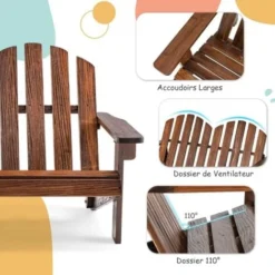 COSTWAY Chaise De Jardin Adirondack 2 Places Pour Enfants Avec Dossier 110°& Accoudoirs, Fauteuil Adirondack Extérieur En Bois De Spain Pour 1-3 Enfants De 3 Ans+, Charge 100kg, Café 9 COSTWAY Chaise De Jardin Adirondack 2 Places Pour Enfants Avec Dossier 110°& Accoudoirs, Fauteuil Adirondack Extérieur En Bois De Spain Pour 1-3 Enfants De 3 Ans+, Charge 100kg, Café -Promos Verde Rêverie Boutique 100227138 3