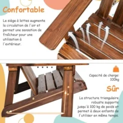 COSTWAY Chaise De Jardin Adirondack 2 Places Pour Enfants Avec Dossier 110°& Accoudoirs, Fauteuil Adirondack Extérieur En Bois De Spain Pour 1-3 Enfants De 3 Ans+, Charge 100kg, Café 10 COSTWAY Chaise De Jardin Adirondack 2 Places Pour Enfants Avec Dossier 110°& Accoudoirs, Fauteuil Adirondack Extérieur En Bois De Spain Pour 1-3 Enfants De 3 Ans+, Charge 100kg, Café -Promos Verde Rêverie Boutique 100227138 4