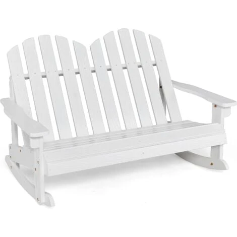 COSTWAY Fauteuil à Bascule Adirondack Pour 2 Enfants Avec Siège à Lattes, Chaise à Bascule En Bois De Sapin Avec Inclinaison 30°& Dossier Haut 110°, Charge 100 Kg Pour Enfants De 3 Ans+, Blanc 3 COSTWAY Fauteuil à Bascule Adirondack Pour 2 Enfants Avec Siège à Lattes, Chaise à Bascule En Bois De Sapin Avec Inclinaison 30°& Dossier Haut 110°, Charge 100 Kg Pour Enfants De 3 Ans+, Blanc