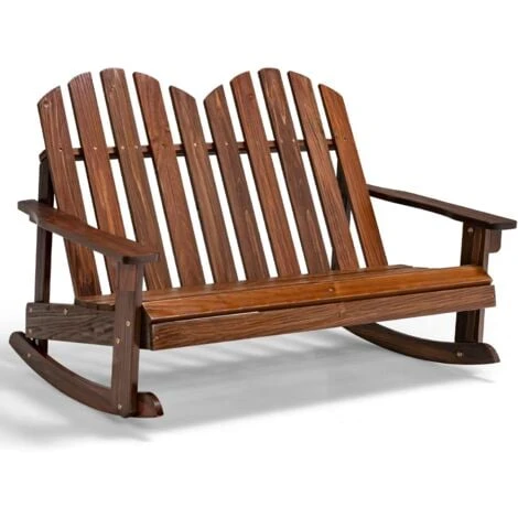COSTWAY Fauteuil à Bascule Adirondack Pour 2 Enfants Avec Siège à Lattes, Chaise à Bascule En Bois De Sapin Avec Inclinaison 30°& Dossier Haut 110°, Charge 100 Kg Pour Enfants De 3 Ans+, Café 3 COSTWAY Fauteuil à Bascule Adirondack Pour 2 Enfants Avec Siège à Lattes, Chaise à Bascule En Bois De Sapin Avec Inclinaison 30°& Dossier Haut 110°, Charge 100 Kg Pour Enfants De 3 Ans+, Café