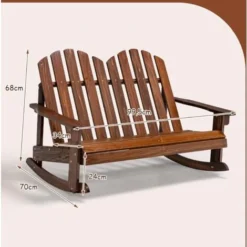 COSTWAY Fauteuil à Bascule Adirondack Pour 2 Enfants Avec Siège à Lattes, Chaise à Bascule En Bois De Sapin Avec Inclinaison 30°& Dossier Haut 110°, Charge 100 Kg Pour Enfants De 3 Ans+, Café 11 COSTWAY Fauteuil à Bascule Adirondack Pour 2 Enfants Avec Siège à Lattes, Chaise à Bascule En Bois De Sapin Avec Inclinaison 30°& Dossier Haut 110°, Charge 100 Kg Pour Enfants De 3 Ans+, Café -Promos Verde Rêverie Boutique 100227151 5