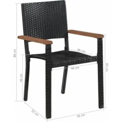 Mobilier D'extérieur 5 Pcs Résine Tressée Et Bois D'acacia Noir VidaXL 8 Mobilier D'extérieur 5 Pcs Résine Tressée Et Bois D'acacia Noir VidaXL -Promos Verde Rêverie Boutique 10441335 3