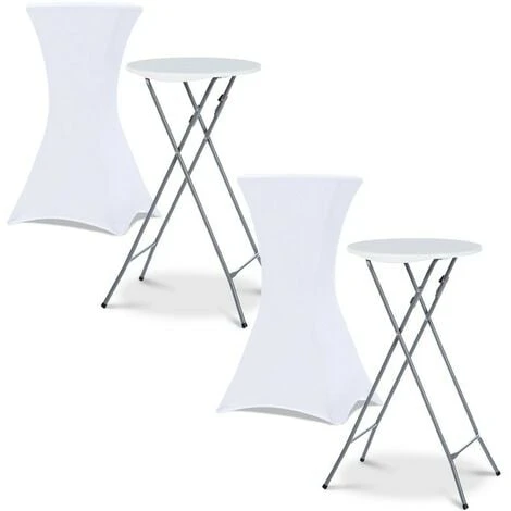 Lot De 2 Tables Hautes Pliantes 105 CM Et 2 Housses Blanches 3 Lot De 2 Tables Hautes Pliantes 105 CM Et 2 Housses Blanches