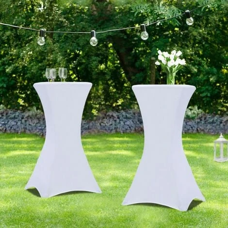 Lot De 2 Tables Hautes Pliantes 105 CM Et 2 Housses Blanches 4 Lot De 2 Tables Hautes Pliantes 105 CM Et 2 Housses Blanches – Image 2