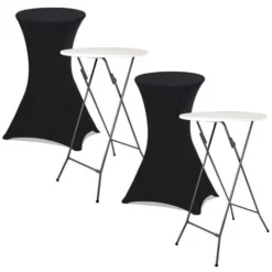 Lot De 2 Tables Hautes Pliantes 105 CM Et 2 Housses Noires