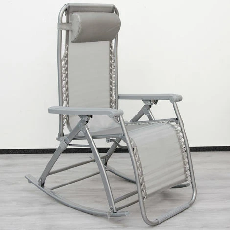 Berceuse Chaise Longue Berçante De AMANKA Transat à Bascule De Jardin Rocking Chair Pliable Et Inclinable Avec Repose-pieds Et Dossier Réglable En Acier Env 178x70cm Poids Supporté Max 100 Kg Gr 6 Berceuse Chaise Longue Berçante De AMANKA Transat à Bascule De Jardin Rocking Chair Pliable Et Inclinable Avec Repose-pieds Et Dossier Réglable En Acier Env 178x70cm Poids Supporté Max 100 Kg Gr – Image 4