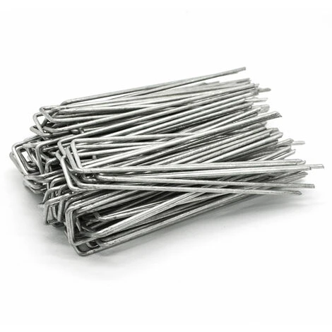 AMANKA Set 100 Piquets En Acier Galvanisé Ø3,2mm 150x30mm Ancrage Au Sol Pour Bâches Filets De Jardinage En U Anguleux 3 AMANKA Set 100 Piquets En Acier Galvanisé Ø3,2mm 150x30mm Ancrage Au Sol Pour Bâches Filets De Jardinage En U Anguleux