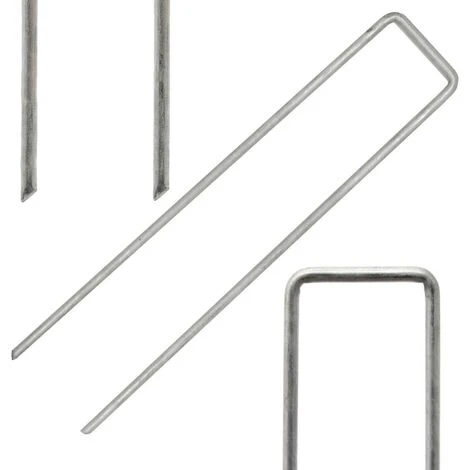 AMANKA Set 100 Piquets En Acier Galvanisé Ø3,2mm 150x30mm Ancrage Au Sol Pour Bâches Filets De Jardinage En U Anguleux 5 AMANKA Set 100 Piquets En Acier Galvanisé Ø3,2mm 150x30mm Ancrage Au Sol Pour Bâches Filets De Jardinage En U Anguleux – Image 3