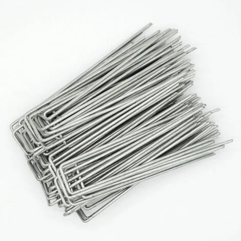 AMANKA Set 100 Piquets En Acier Galvanisé Ø3,2mm 150x30mm Ancrage Au Sol Pour Bâches Filets De Jardinage En U Anguleux 7 AMANKA Set 100 Piquets En Acier Galvanisé Ø3,2mm 150x30mm Ancrage Au Sol Pour Bâches Filets De Jardinage En U Anguleux – Image 5