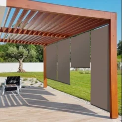 Lot De 3 Stores Enrouleurs L.125 X H. 225 CM Pour Pergola Taupe -Promos Verde Rêverie Boutique 11156809 3