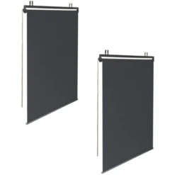 Lot De 2 Stores Enrouleurs L.125 X H. 225 CM Pour Pergola Gris Anthracite