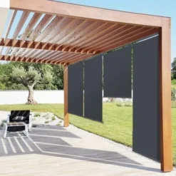 Lot De 2 Stores Enrouleurs L.125 X H. 225 CM Pour Pergola Gris Anthracite -Promos Verde Rêverie Boutique 11156819 3