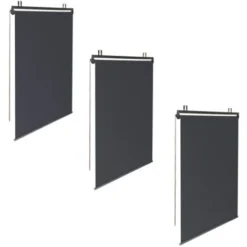 Lot De 3 Stores Enrouleurs L.125 X H. 225 CM Pour Pergola Gris Anthracite