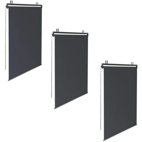Lot De 3 Stores Enrouleurs L.125 X H. 225 CM Pour Pergola Gris Anthracite 3 Lot De 3 Stores Enrouleurs L.125 X H. 225 CM Pour Pergola Gris Anthracite