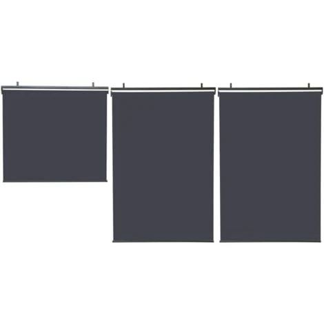 Lot De 3 Stores Enrouleurs L.125 X H. 225 CM Pour Pergola Gris Anthracite 6 Lot De 3 Stores Enrouleurs L.125 X H. 225 CM Pour Pergola Gris Anthracite – Image 4