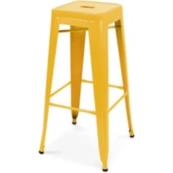 Tabouret De Bar En Métal Jaune Mat