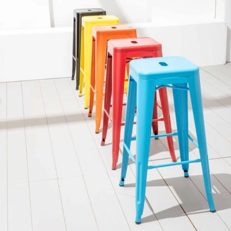 Tabouret De Bar En Métal Jaune Mat 4 Tabouret De Bar En Métal Jaune Mat – Image 2