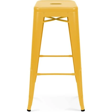 Tabouret De Bar En Métal Jaune Mat 5 Tabouret De Bar En Métal Jaune Mat – Image 3