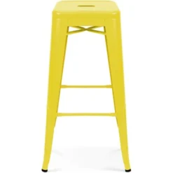 Lot De 4 Tabourets De Bar En Acier Jaune Mat 9 Lot De 4 Tabourets De Bar En Acier Jaune Mat -Promos Verde Rêverie Boutique 11281124 3