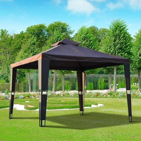 OUTSUNNY Toile De Rechange Pour Pavillon Tonnelle Tente 3 X 3 M Polyester Haute Densité 180 G/m² Chocolat 4 OUTSUNNY Toile De Rechange Pour Pavillon Tonnelle Tente 3 X 3 M Polyester Haute Densité 180 G/m² Chocolat – Image 2