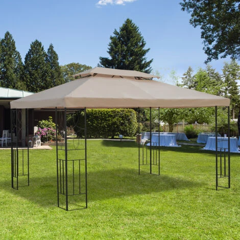 OUTSUNNY Toile De Rechange Pour Pavillon Tonnelle Tente 3 X 4 M Polyester Haute Densité 180 G/m² Beige 4 OUTSUNNY Toile De Rechange Pour Pavillon Tonnelle Tente 3 X 4 M Polyester Haute Densité 180 G/m² Beige – Image 2