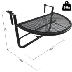 OUTSUNNY Table Suspendue Pour Balcon Dim. 60L X 45l Cm Hauteur Réglable 3 Niveaux Métal époxy Noir 9 OUTSUNNY Table Suspendue Pour Balcon Dim. 60L X 45l Cm Hauteur Réglable 3 Niveaux Métal époxy Noir -Promos Verde Rêverie Boutique 11340346 3