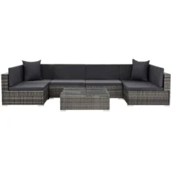 Salon De Jardin 7 Pcs Avec Coussins Résine Tressée Gris VidaXL 8 Salon De Jardin 7 Pcs Avec Coussins Résine Tressée Gris VidaXL -Promos Verde Rêverie Boutique 11373963 2