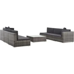 Salon De Jardin 7 Pcs Avec Coussins Résine Tressée Gris VidaXL 11 Salon De Jardin 7 Pcs Avec Coussins Résine Tressée Gris VidaXL -Promos Verde Rêverie Boutique 11373963 5