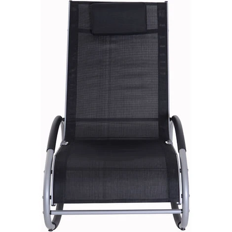 OUTSUNNY Fauteuil Chaise Longue à Bascule Design Contemporain Dim. 120L X 61l X 88H Cm Alu. Polyester Noir 6 OUTSUNNY Fauteuil Chaise Longue à Bascule Design Contemporain Dim. 120L X 61l X 88H Cm Alu. Polyester Noir – Image 4