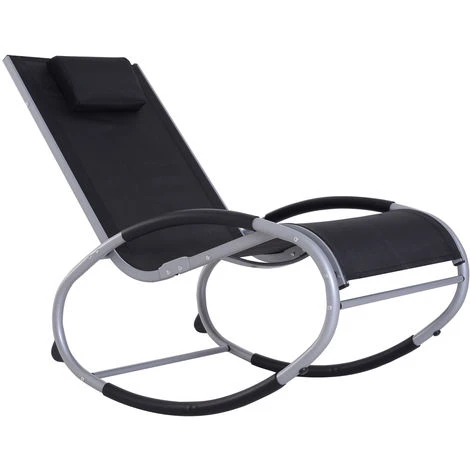 OUTSUNNY Fauteuil Chaise Longue à Bascule Design Contemporain Dim. 120L X 61l X 88H Cm Alu. Polyester Noir 7 OUTSUNNY Fauteuil Chaise Longue à Bascule Design Contemporain Dim. 120L X 61l X 88H Cm Alu. Polyester Noir – Image 5