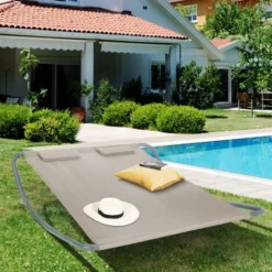 Lit Bain De Soleil 180 CM Avec Toile Taupe -Promos Verde Rêverie Boutique 11425026 3