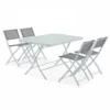 Table De Jardin Et 4 Chaises Pliantes En Acier Et Verre Gris 1 Table De Jardin Et 4 Chaises Pliantes En Acier Et Verre Gris -Promos Verde Rêverie Boutique 11508816 1