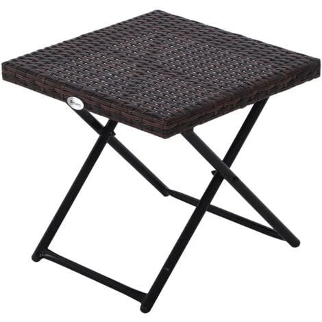 OUTSUNNY Table Basse Pliable De Jardin Style Cosy Chic Dim. 40L X 40l X 40H Cm Métal époxy Résine Tressée Imitation Rotin Marron 3 OUTSUNNY Table Basse Pliable De Jardin Style Cosy Chic Dim. 40L X 40l X 40H Cm Métal époxy Résine Tressée Imitation Rotin Marron