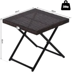 OUTSUNNY Table Basse Pliable De Jardin Style Cosy Chic Dim. 40L X 40l X 40H Cm Métal époxy Résine Tressée Imitation Rotin Marron 9 OUTSUNNY Table Basse Pliable De Jardin Style Cosy Chic Dim. 40L X 40l X 40H Cm Métal époxy Résine Tressée Imitation Rotin Marron -Promos Verde Rêverie Boutique 11509860 3