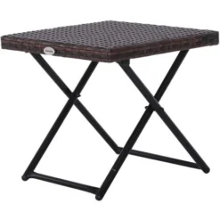 OUTSUNNY Table Basse Pliable De Jardin Style Cosy Chic Dim. 40L X 40l X 40H Cm Métal époxy Résine Tressée Imitation Rotin Marron 10 OUTSUNNY Table Basse Pliable De Jardin Style Cosy Chic Dim. 40L X 40l X 40H Cm Métal époxy Résine Tressée Imitation Rotin Marron -Promos Verde Rêverie Boutique 11509860 4