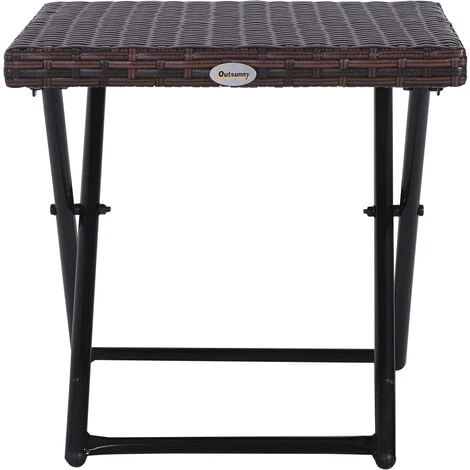 OUTSUNNY Table Basse Pliable De Jardin Style Cosy Chic Dim. 40L X 40l X 40H Cm Métal époxy Résine Tressée Imitation Rotin Marron 7 OUTSUNNY Table Basse Pliable De Jardin Style Cosy Chic Dim. 40L X 40l X 40H Cm Métal époxy Résine Tressée Imitation Rotin Marron – Image 5