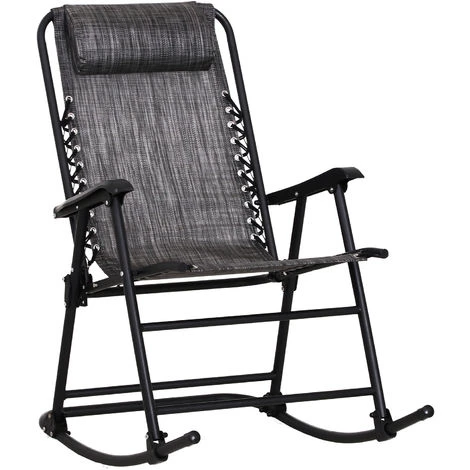 OUTSUNNY Fauteuil à Bascule Rocking Chair Pliable De Jardin Dim. 94L X 64l X 110H Cm Acier époxy Textilène Gris Chiné 3 OUTSUNNY Fauteuil à Bascule Rocking Chair Pliable De Jardin Dim. 94L X 64l X 110H Cm Acier époxy Textilène Gris Chiné