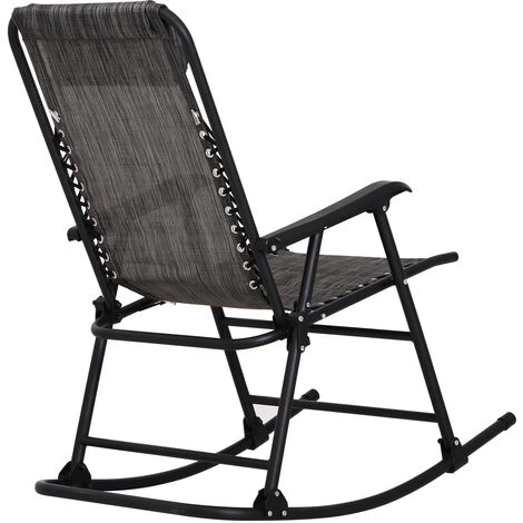 OUTSUNNY Fauteuil à Bascule Rocking Chair Pliable De Jardin Dim. 94L X 64l X 110H Cm Acier époxy Textilène Gris Chiné 7 OUTSUNNY Fauteuil à Bascule Rocking Chair Pliable De Jardin Dim. 94L X 64l X 110H Cm Acier époxy Textilène Gris Chiné – Image 5