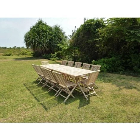 Salon De Jardin En Teck BATAN 12 Chaises 4 Salon De Jardin En Teck BATAN 12 Chaises – Image 2