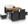 Mobilier D'extérieur 6 Pcs Résine Tressée Et Bois D'acacia Noir VidaXL 2 Mobilier D'extérieur 6 Pcs Résine Tressée Et Bois D'acacia Noir VidaXL -Promos Verde Rêverie Boutique 11987701 1