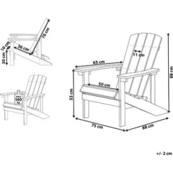 Chaise Basse Fauteuil De Jardin Effet Bois Gris Foncé Avec Accoudoirs Et Dossier Confortable Matières Résitantes Style Rustique Et Campagne Beliani -Promos Verde Rêverie Boutique 12311691 3