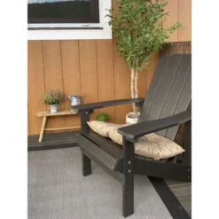 Chaise Basse Fauteuil De Jardin Effet Bois Gris Foncé Avec Accoudoirs Et Dossier Confortable Matières Résitantes Style Rustique Et Campagne Beliani -Promos Verde Rêverie Boutique 12311691 5