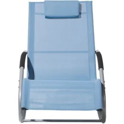 Transat Bain De Soleil Fonction Bascule En Acier Noir Et Textile Bleu Matières Durables Et Design Moderne Pour Jardin Ou Terrasse Beliani -Promos Verde Rêverie Boutique 12359461 4