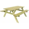 Table Pique-nique Bois Naturel Traité Gardiun Essential 165x154x75 Cm 6-8 Personnes