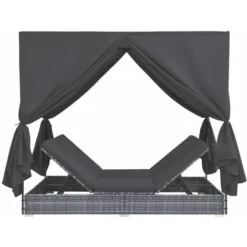 Chaise Longue D'extérieur Avec Rideaux Résine Tressée Gris VidaXL 9 Chaise Longue D'extérieur Avec Rideaux Résine Tressée Gris VidaXL -Promos Verde Rêverie Boutique 13401256 3