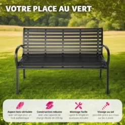 Banc De Jardin PINO 3 Places 126 X 62 X 81,5cm - Banc Exterieur, Mobilier De Jardin, Meuble De Jardin -Promos Verde Rêverie Boutique 13727665 3
