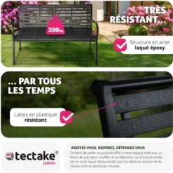 Banc De Jardin PINO 3 Places 126 X 62 X 81,5cm - Banc Exterieur, Mobilier De Jardin, Meuble De Jardin -Promos Verde Rêverie Boutique 13727665 4