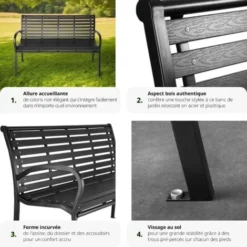 Banc De Jardin PINO 3 Places 126 X 62 X 81,5cm - Banc Exterieur, Mobilier De Jardin, Meuble De Jardin -Promos Verde Rêverie Boutique 13727665 5