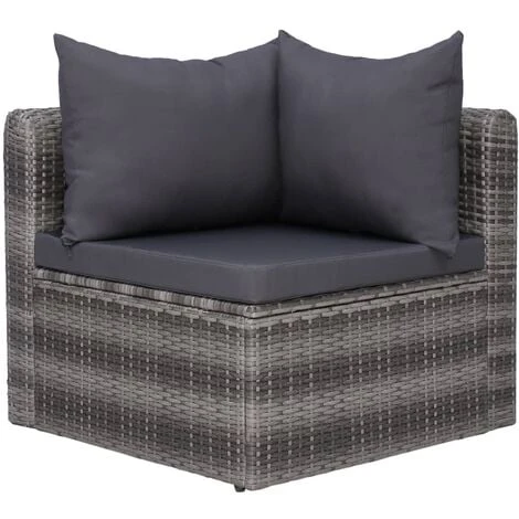 Canapés D'angle De Jardin 2 Pcs Gris Résine Tressée VidaXL 6 Canapés D'angle De Jardin 2 Pcs Gris Résine Tressée VidaXL – Image 4
